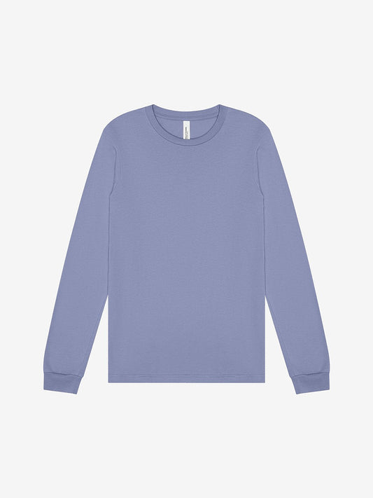 Premium COED 4.2oz Lightweight Long Sleeve Shirt. Soft 100% Airlume Combed & Ring-Spun Cotton - Blue Lavender $25