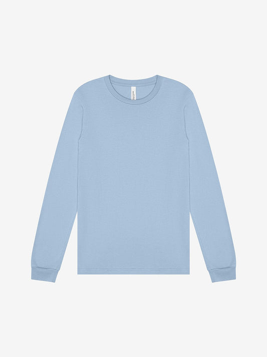 Premium COED 4.2oz Lightweight Long Sleeve Shirt. Soft 100% Airlume Combed & Ring-Spun Cotton - Baby Blue $25