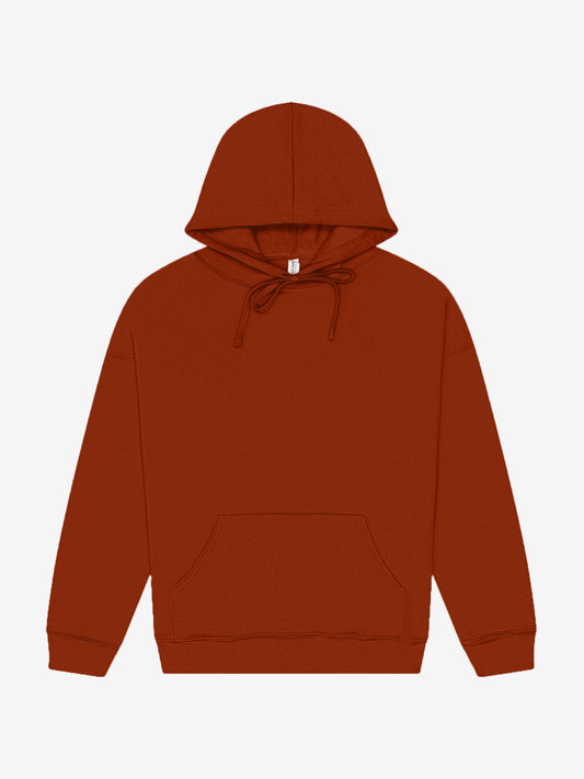 COED 8 OZ LIGHTWEIGHT HOODIE. SOFT AIRLUME COMBED & RING-SPUN COTTON BLEND - BRICK RED