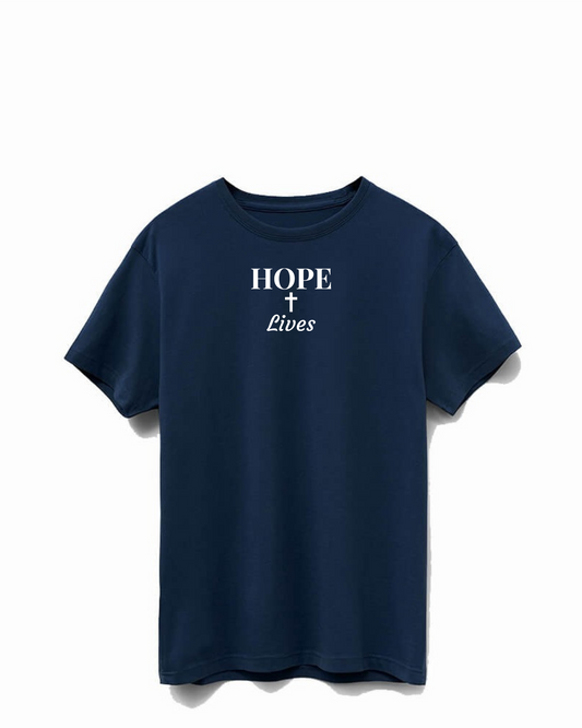SUPIMA® Cotton "HOPE Lives" Christian T-Shirt, Ocean Navy